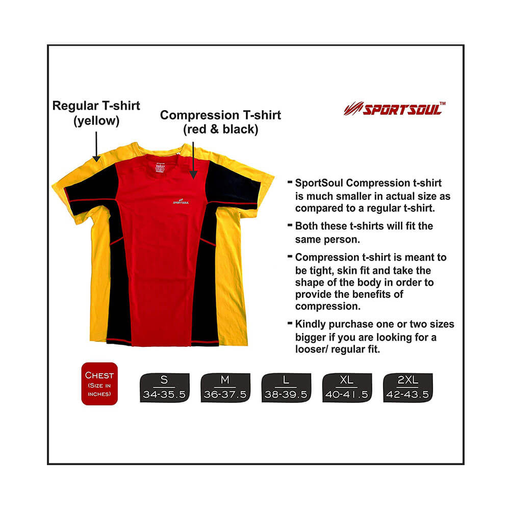 2 - SportSoul Nylon Compression Skin Tight Full Sleeve Gym Tshirt (with Waterproof Carry Pouch),  Red & Black  Small 