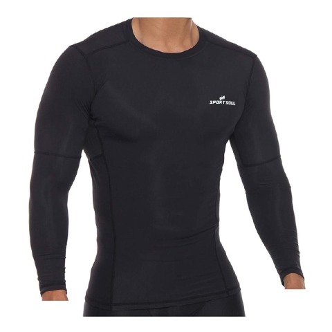 SportSoul Nylon Compression Skin Tight Full Sleeve Gym Tshirt (with Waterproof Carry Pouch),  Black  XL 