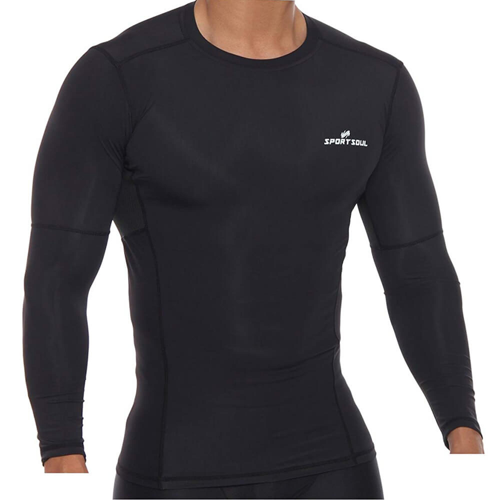 SportSoul Nylon Compression Skin Tight Full Sleeve Gym Tshirt (with Waterproof Carry Pouch),  Black  XL 