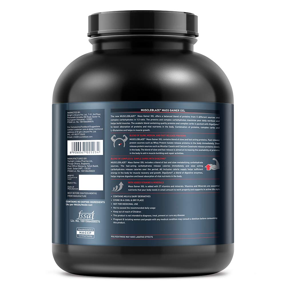 NBenefit - MuscleBlaze Mass Gainer XXL,  6.6 lb  Cookies & Cream 