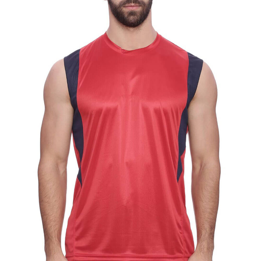 4 - Campus Sutra Solid Men Round or Crew Sleeveless T Shirt,  Red  Medium 