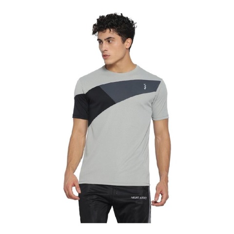 1 - Campus Sutra Solid Men Round or Crew Half Sleeve T Shirt,  Grey  Medium 