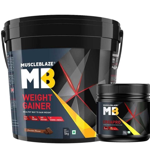 MuscleBlaze CreaPRO Creatine with Creapure Unflavoured 0.55 lb & Weight Gainer with Added Digezyme Combo