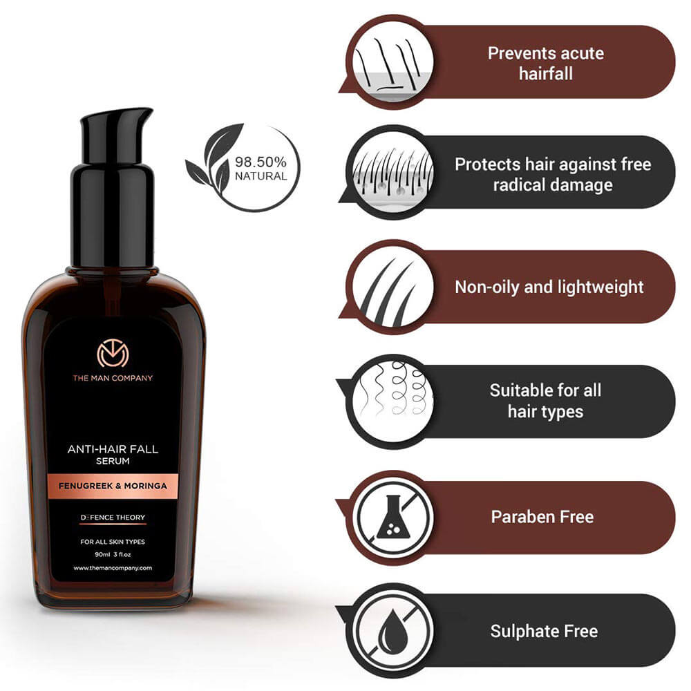 1 - The Man Company Anti Hair Fall Serum Fenugreek and Moringa,  90 ml  for All Skin Types 