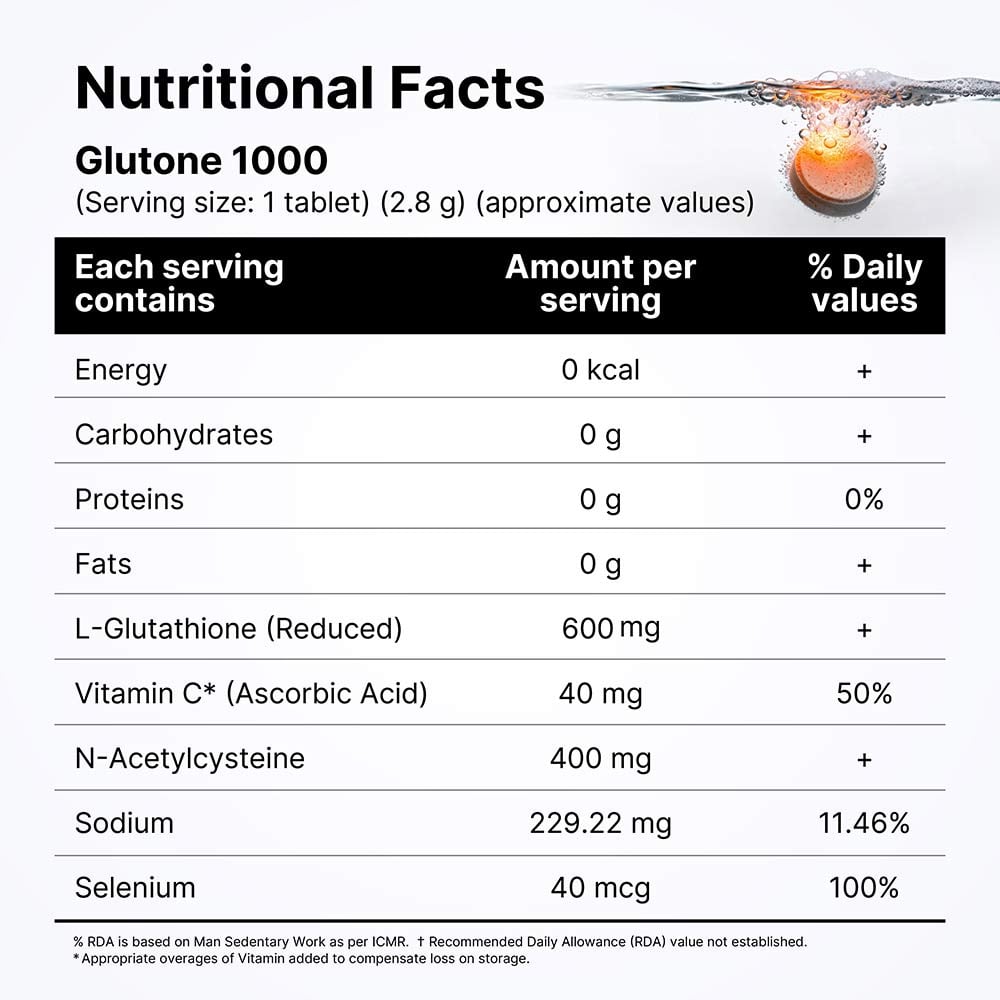 glutathione rda value Glutone Antioxidants: Buy Glutone Antioxidants Products Online in India ELISA Kits Size:100 MG DON'T TAKE HIKARI GLUTATHIONE