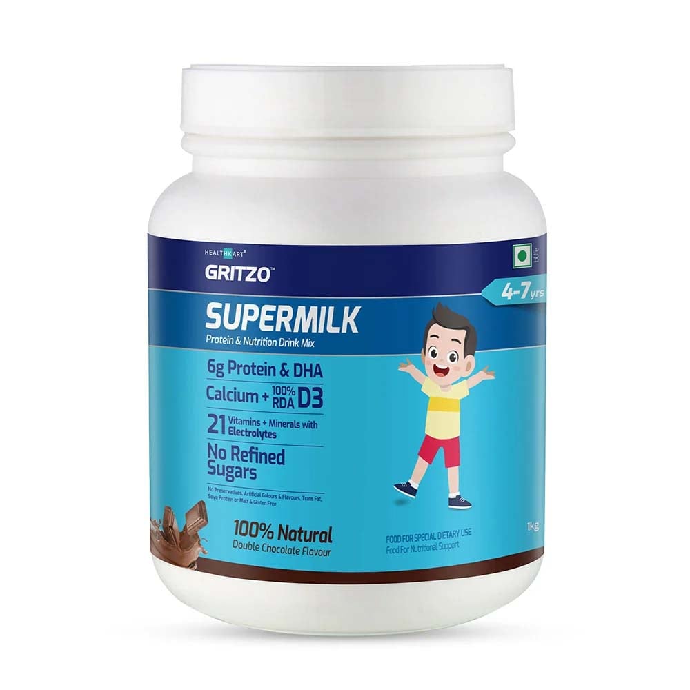 11 - Supermilk Overall Growth for 4-7 Yrs Protein & Nutrition Drink Mix Powder,  1 kg  Double Chocolate 