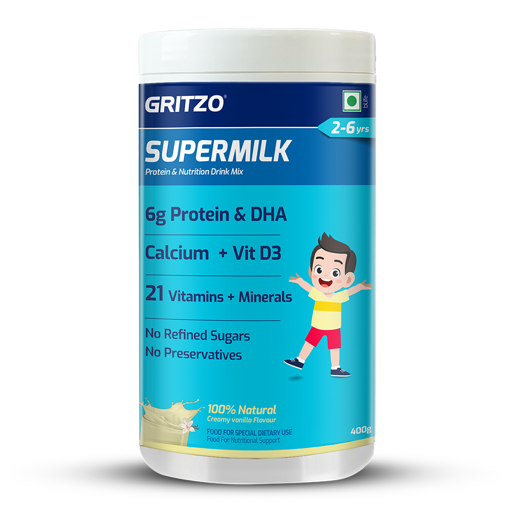 Supermilk Personalized Protein and Nutrition Drink Mix for 2-6 y Girl Overall Growth, 300 g Creamy Vanilla 2-6 Yrs Boy/Girl Overall Growth