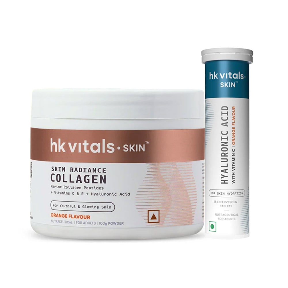 Skin Radiance Collagen100 g and  Hyaluronic Acid Effervescent 15 Tabs Orange Combo
