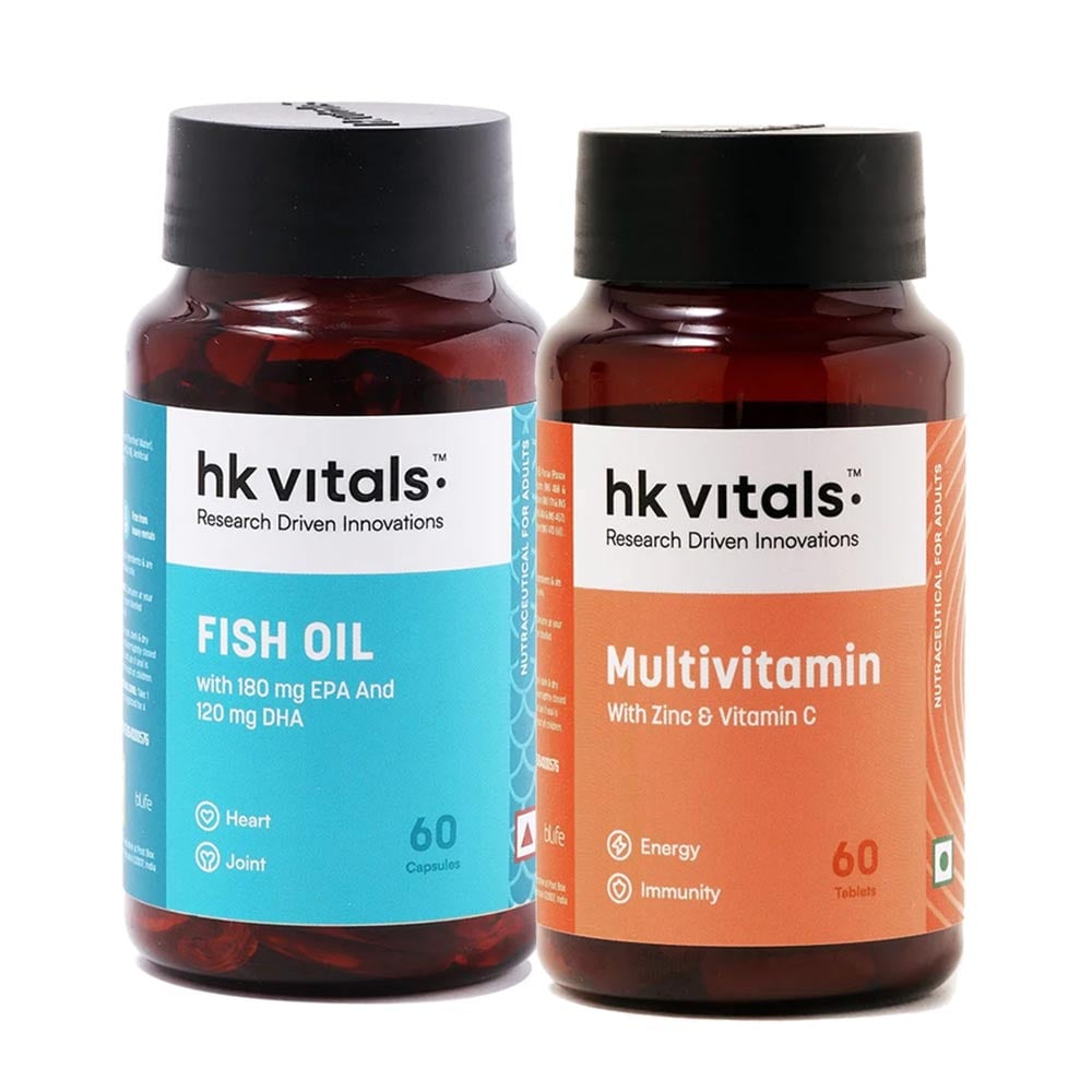 3 - HK Vitals Fish Oil 60 Softgels with Multivitamin 60 vegetarian tablets,  2 Piece(s)/Pack 