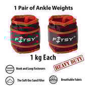 6 - Fitsy Ankle Weights,  Red & Black  1 kg 