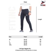 Fitinc Dobby Lycra Trackpant with Two Side Zipper Pockets,  Navy Blue  Medium 