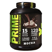 Front - Big Flex Prime Muscle Mass Gainer,  6.6 lb  Mocha + Bigflex Shaker 700 ml Free 