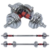 Fitsy Chrome Dumbbell Set Rubber Grip (AR2627),  Silver  15 kg 