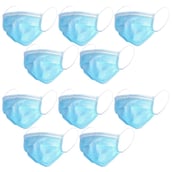 1 - Ajeraa 3 Ply Ear Loop Medical Surgical Dust Face Mask,  Blue (Pack of 10) 