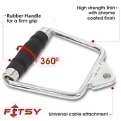 2 - Fitsy Single Rubber D Handle -2PC,  Silver and Black 