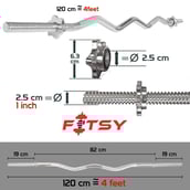2 - Fitsy Curl Bar - 120cm,  Silver 