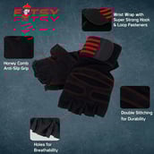 2 - Fitsy Weight Lifting Gloves with Wrist Support Strap,  Red  Medium 