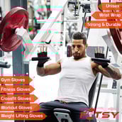 3 - Fitsy Weight Lifting Gloves with Wrist Support Strap,  White  Large 