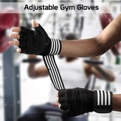 Fitsy Weight Lifting Gloves with Wrist Support Strap,  White  Medium 