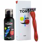 Uncle Tony Shaving Experience Kit (Razor + Foam),  2 Piece(s)/Pack  for All Types of Beard Red 