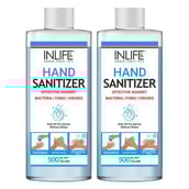 1 - INLIFE Hand Sanitizer with 70% Alcohol Based,  Fragrance Free  500 ml  Germ Protection, Anti-Bacterial (Pack of 2) 