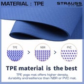Strauss TPE Eco Friendly Yoga Mat,  Blue  6 mm 