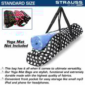 1 - Strauss Yoga Mat Bag (Full Zip),  Polka Dots Black  28 Inch 