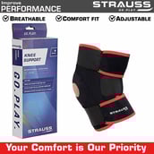 4 - Strauss Adjustable Knee Support Patella,  Black  Free Size 