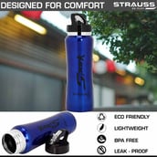 2 - Strauss Spark Stainless Steel Bottle,  Metal Finish Blue  750 ml 