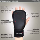 1 - Strauss Adjustable Weightlifting Strap with Palm Pads,  Pair (Black)  Free Size 