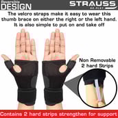 4 - Strauss Thumb Support with Wrist Wrap,  Black  Free Size 