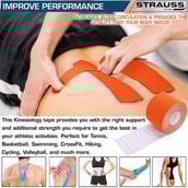 3 - Strauss Kinesiology Sports Tape,  Orange  5 m 
