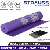 Strauss Yoga Mat (Floral), Blue 4 mm