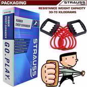 6 - Strauss Adjustable Rubber Chest Expander,  Red  Free Size 