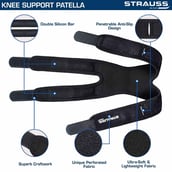 1 - Strauss Dual Strap Knee Support,  Black  Free Size 