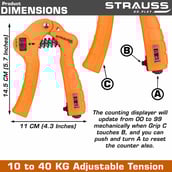 4 - Strauss Adjustable Hand Grip Strengthener with Counter, Orange