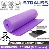 Strauss NBR Yoga Mat,  (Floral) Purple  15 mm 