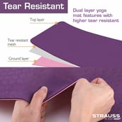3 - Strauss TPE Eco Friendly Dual Layer Yoga Mat, Pink 6 mm