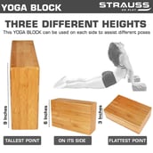 1 - Strauss Wooden Yoga Block,  Wooden  23x15x7.5 cm 