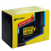 MuscleBlaze Whey Protein My First Whey, 5 sachets/pack Rich Milk Chocolate