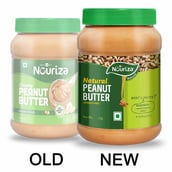 OldNew - Nouriza Peanut Butter 100% Natural Unsweetened, 1 kg Creamy