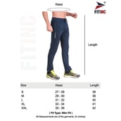 6 - Fitinc Men's Gym & Yoga Wear Stretchable Trackpant with Two Zipper Pockets,  Navy Blue  XL 