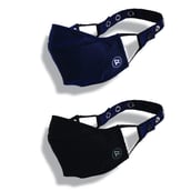 Zero Risque In Built Antivirus and Antibacterial Treated Face Mask,  Black & Blue (Pack of 2) 