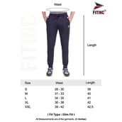 7 - Fitinc Dobby Stretchable Trackpant for Men with Two Zipper Pockets,  Navy Blue  Small 