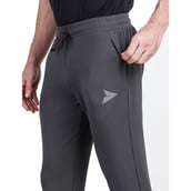 3 - Fitinc Dobby Stretchable Trackpant for Men with Two Zipper Pockets,  Grey  Small 