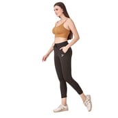 2 - Fitinc Premium Stretchable Trackpant with Zippers Pockets for Women, Black Medium