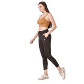 3 - Fitinc Premium Stretchable Trackpant with Zippers Pockets for Women,  Black  XXL 