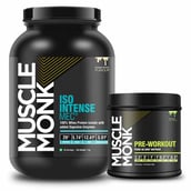 1 - Muscle Monk Combo of ISO Intense MEC with Pre-Workout Green Apple, 30 Servings, 300g,  2.2 lb  Creamy Vanilla 