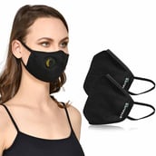 Strauss Unisex Anti-Bacterial Protection Mask with Vent,  Small, Black (Pack of 2) 