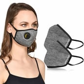 Strauss Unisex Anti-Bacterial Protection Mask with Vent,  Medium, Grey (Pack of 2) 